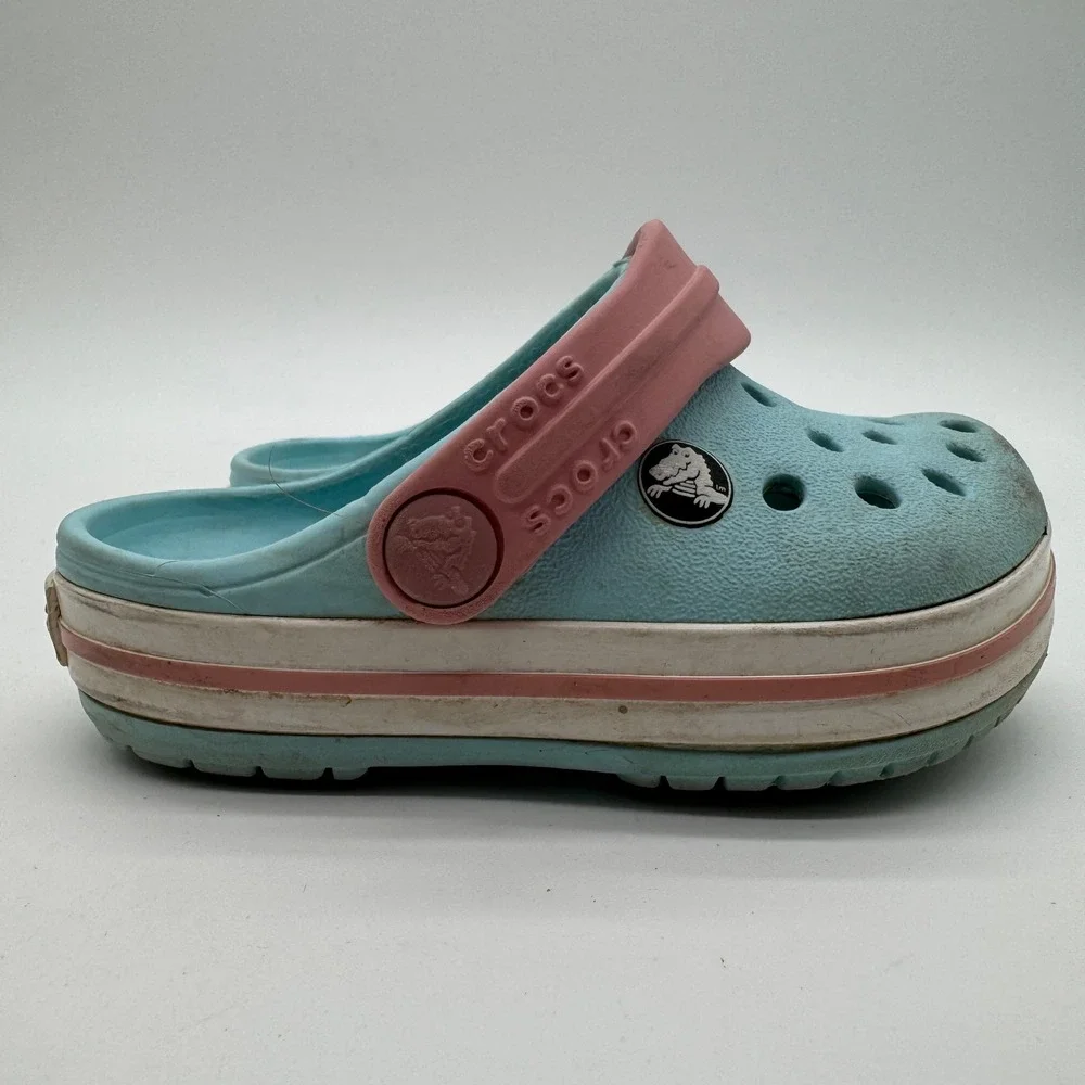 Crocs Kids Crocband Clog Light Blue Pink Sporty Water Shoes Size C5